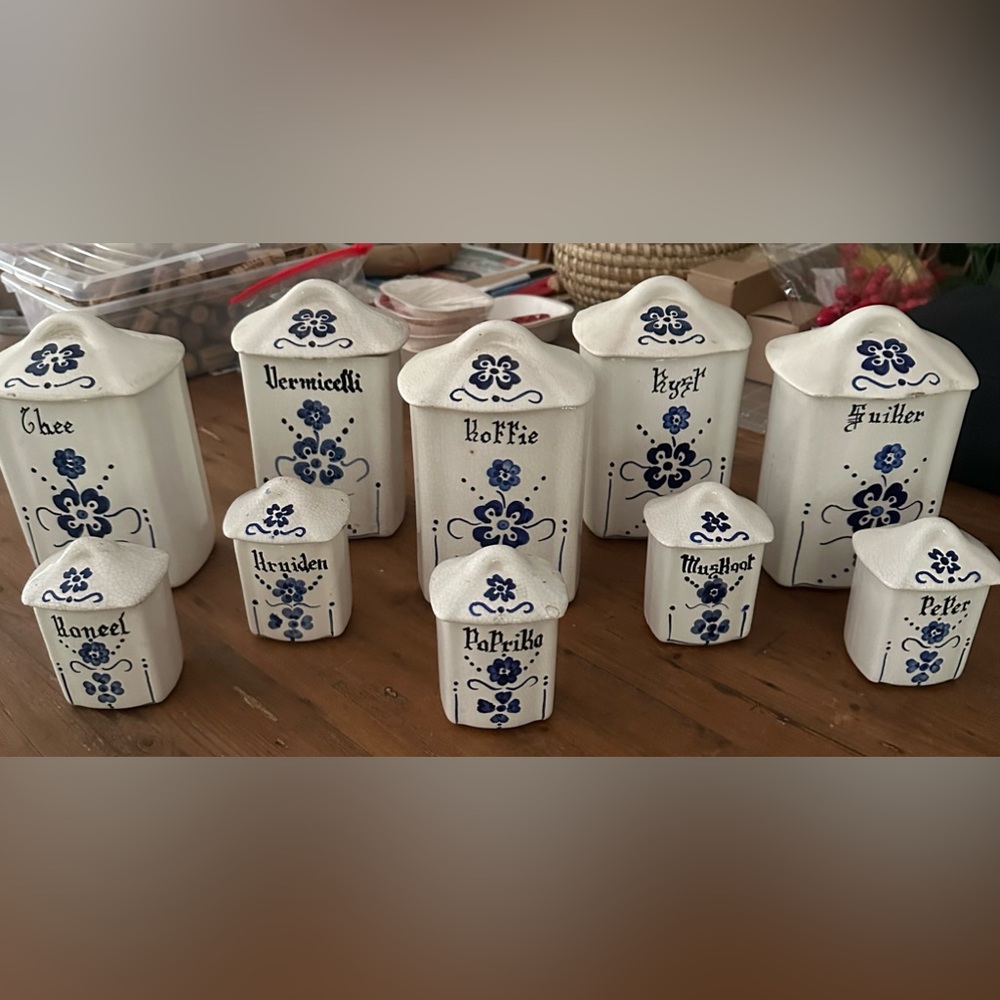 Vintage Delft Blue Dutch Canister Set